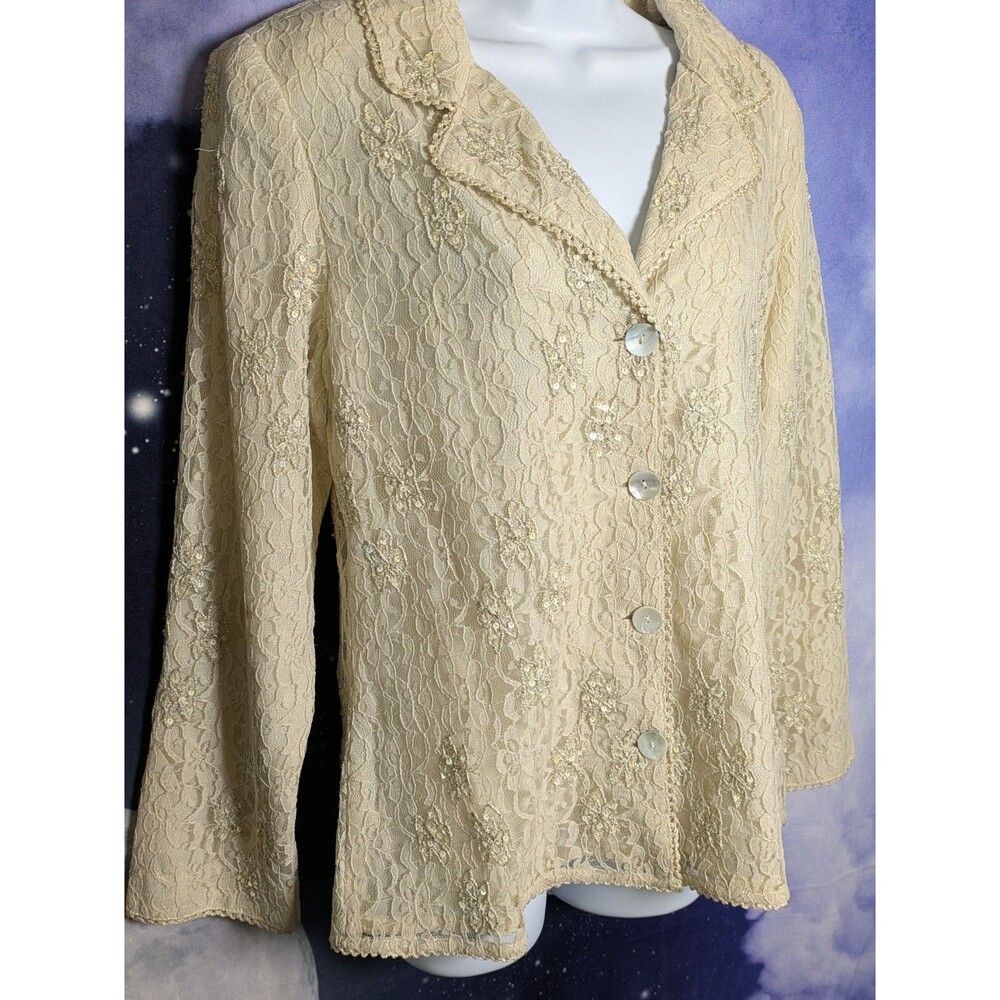 Romantic Beaded Lace Blouse Cream Cottagecore Coquette Dainty Fairycore M NWT - Picture 9 of 9